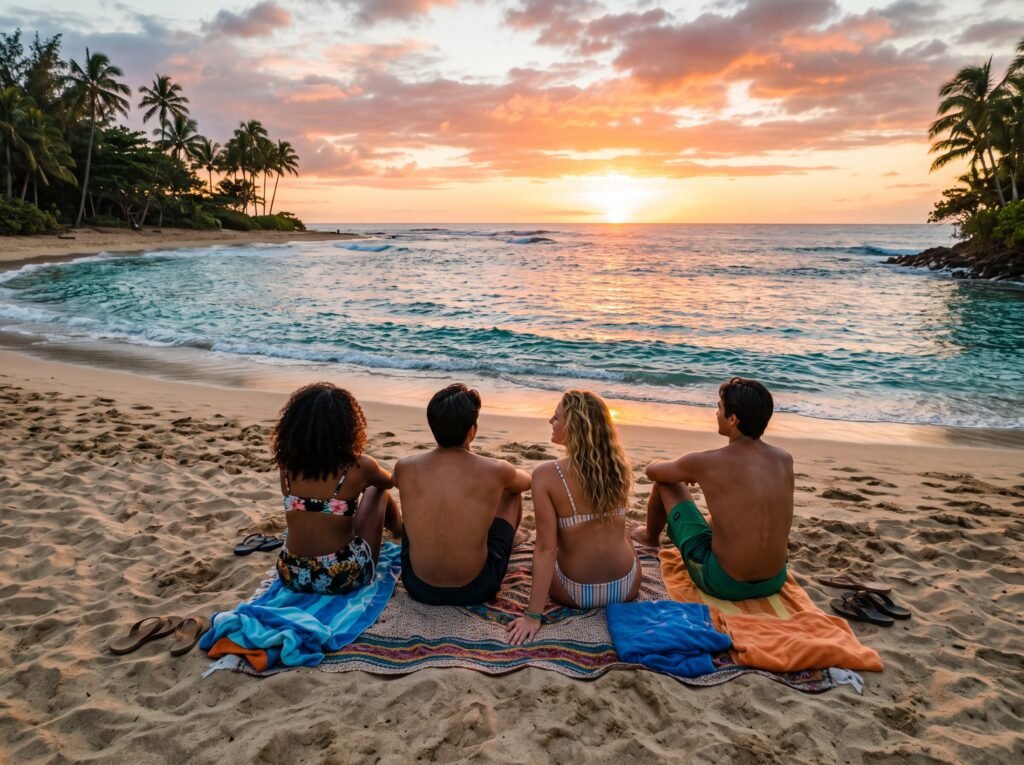 Amigos na praia